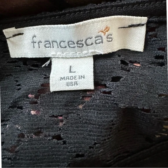 Black metallic gold and rose floral halter mini dress size large made in USA - Picture 6 of 9